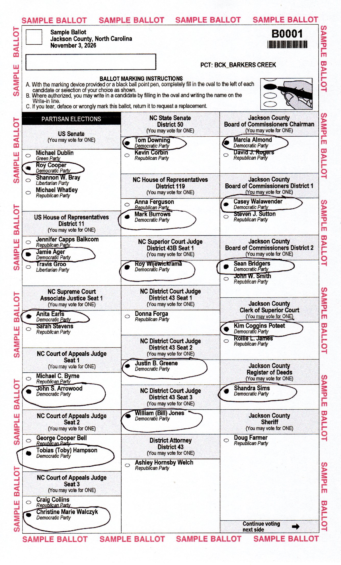 Jackson County Democrats 2026 Sample Ballot