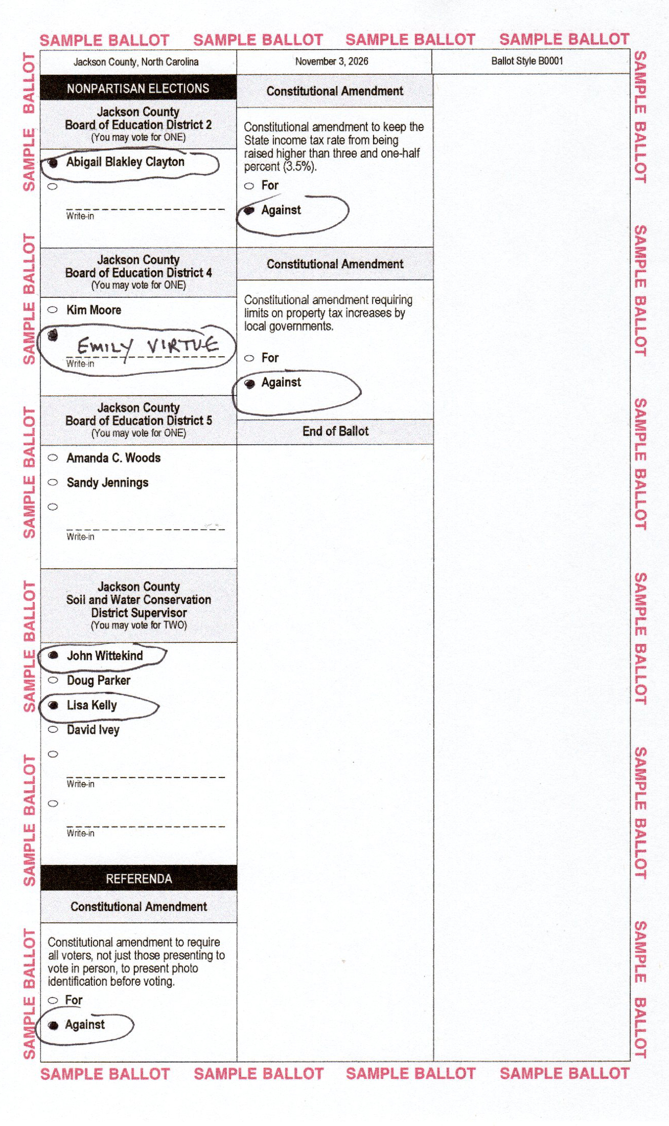 Jackson County Democrats 2026 Sample Ballot